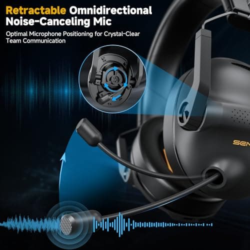 SG600 Wireless Gaming Headset for PC, PS5, PS4, Laptop, Mac, Nintendo Switch, 2.4GHz & Bluetooth 5.3 Gaming Headphones with Noise Canceling Mic, Stereo Sound, 70+Hr Battery, 15ms Latency - Thumbnail 6