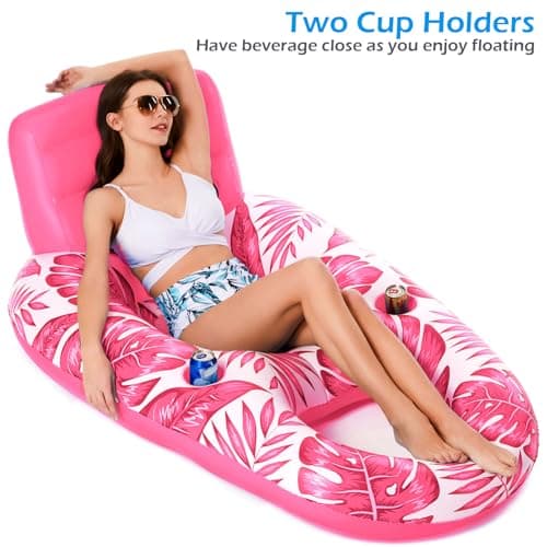 Jasonwell Inflatable Pool Float Adult - Pool Floaties Lounger Floats Raft Floating Chair Water Floaties for Swimming Pool Lake Lounge Float with Cup Holders Beach Pool Party Toys for Adults - Thumbnail 5