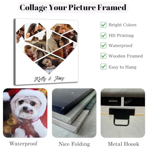 ZHIYYHAO Custom 9 Picture Collage Canvas Wall Art Framed Personalized Multi Pictures Prints to Canvas Wall Art for Living Room Bedroom Study room Home Decor (CF-14,16.00L''X16.00W) - Thumbnail 5