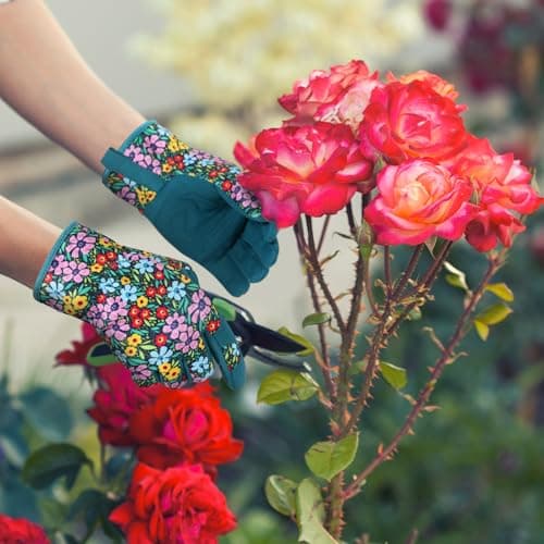 fauson Gardening Gloves for Women - Firm Grip, Breathable, Puncture-Resistant Work Gloves - Green - Thumbnail 3