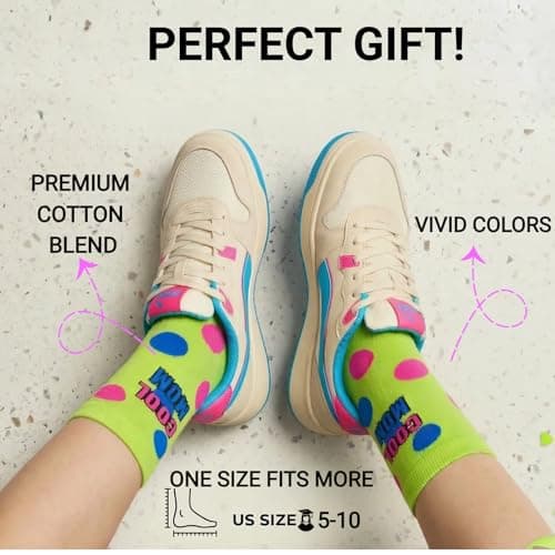 ZAOMENG Cool Mom Socks Funny Crew Socks for Women,Gift for Mom,Cotton Blend,Polka Dot Funky Bold Style,Vivid Novelty Socks for Mom,Birthday,New Mom Gifts,Mother’s Day Present - Thumbnail 5
