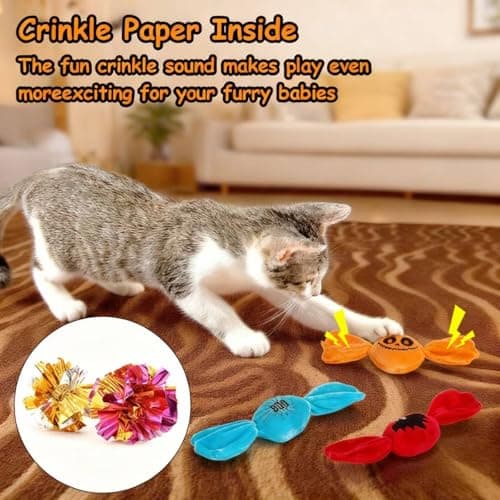 Retro Shaw 3PCS Candy Catnip Kicker Toys for Indoor Cats, Crinkle Cat Toys with Catnip, Interactive Plush Kitty Treat Toy for Bored Cats, Kitten Teething Toys - Thumbnail 4
