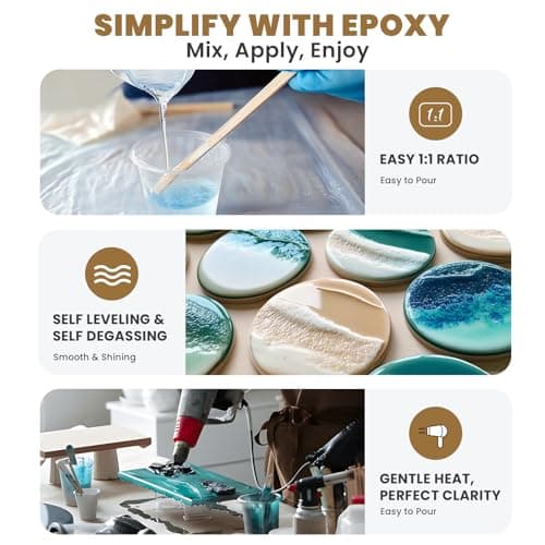 LEEYA RESIN Crystal Clear Epoxy Resin Kit 32OZ, No-Bubble, No-Yellowing, Self Leveling Resina Epoxica para Manualidades, Clear Resin Epoxy for Casting, Molds, Painting, Jewelry, Art Crafts 1:1 Ratio - Thumbnail 2