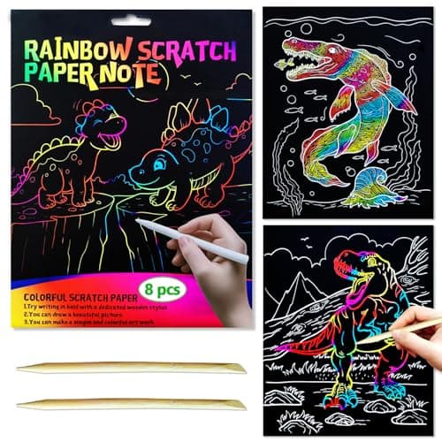 BAOXUE Rainbow Scratch Paper Art Set - Scratch Coloring Book for Kids Ages 4-8, Christmas Crafts, Stocking Stuffers