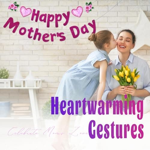Oeyliz Happy Mother's Day Banner Mother's Banner Glitter Mom's Garland Sign DIY Mom Day Decorations Pink Flowers and Heart Patterns Outdoor Indoor Home Hanging Decorations Party Supplies - Thumbnail 3