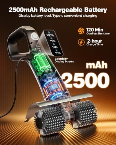 Electric Grill Brush Rechargeable, Dual Brush Heads Design Cordless Electric BBQ Grill Cleaner with Replaceable Head, No Bristles Grill Brush Outdoor Grill for Burnt-On Grease & Grill Grates - Thumbnail 3