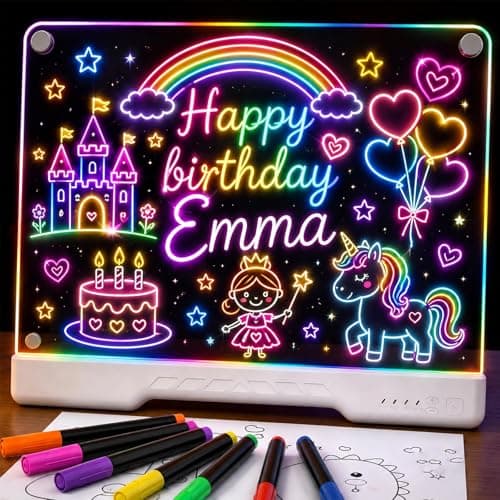 Wonovate LED Drawing Board for Kids: 16" 7 Lights & 10 Modes - 10 Dimming Levels Min 3 Lumens No Impact on Kids' Sleep & Growth - Rechargeable Creative Night Light for Girls & Boys - Image 1