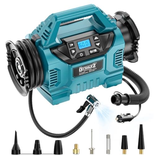 3X Faster Tire Inflator/Deflator Compatible with Makita 18V Battery, DIYtoolifz 160 PSI Cordless Air Compressor Pump with 12V Car Adapter, LCD Digital Gauge for Car, Air Mattresses (Tool Only)
