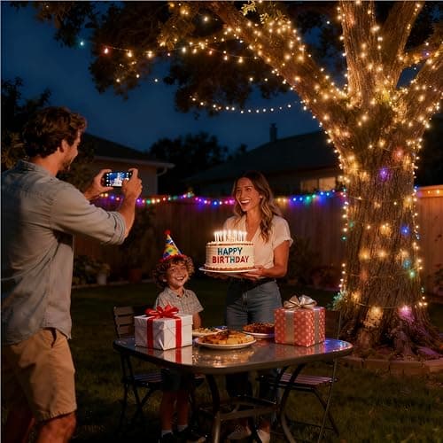 Color Changing Fairy Lights with Remote, USB 32.8ft RGB+IC Light Twinkle Bluetooth APP Control,Dimmable Xmas Music Sync Lights Timer IP67 Waterproof for Christmas Tree Indoor Outdoor Decor - Thumbnail 4