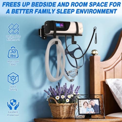 Godboat CPAP Machine Wall Mount Shelf -Resmed Airsense 11 CPAP Hose Holder - Thumbnail 5