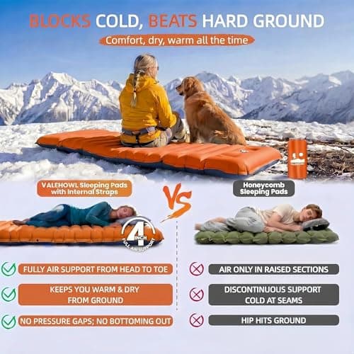 VALEHOWL 4" Thick Camping Sleeping Pad, R4.0 Compact Air Mattress for Tent - Thumbnail 3
