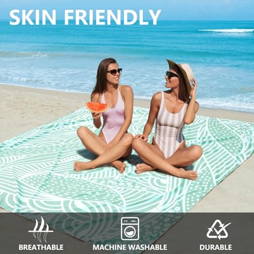 HIHOHO Beach Blanket Waterproof Sandproof Extra Large Beach Mat 79" X 83"/120"x108"for 1-8 Adults Quick Drying Durable Outdoor Picnic Mat for Beach Travel Camping Hiking - Thumbnail 3