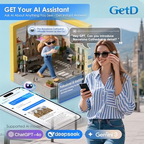 GetD AI Glasses for Men & Women, Smart Glasses Powered by ChatGPT with 145-Language Translation,Bluetooth 5.4 Glasses, Polarized & Photochromic Lenses, 11H Music Play for Driving and Daily Use - Thumbnail 4