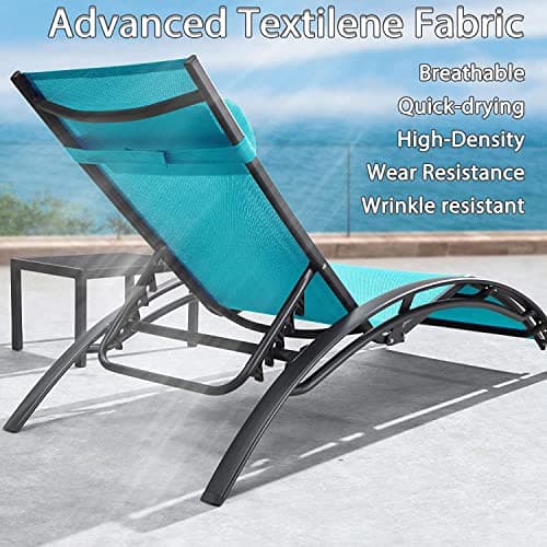 PURPLE LEAF Patio Oversized Chaise Lounge Chair Set with 2 Side Table Poolside Adjustable Recliner Chairs for Outside Beach Outdoor Pool Sunbathing Tanning Lounger - Thumbnail 5