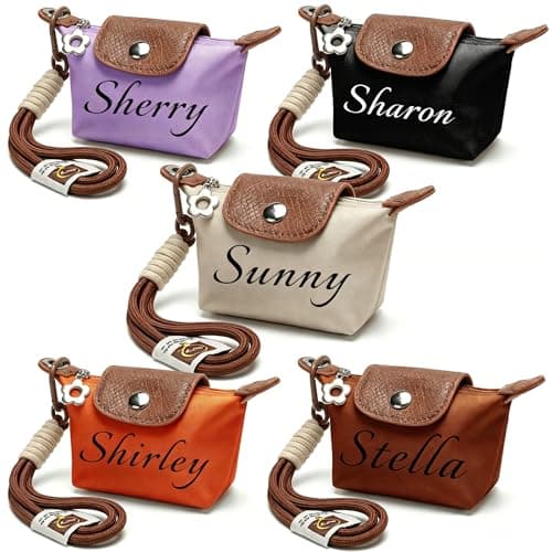 Customizable Personalized Mini Nylon Coin Purse – Lightweight, half-moon shaped, water-resistant zippered pouch designed for women; holds AirPods, keys, cards, and cash – Ideal bridesmaid gift. - Image 1