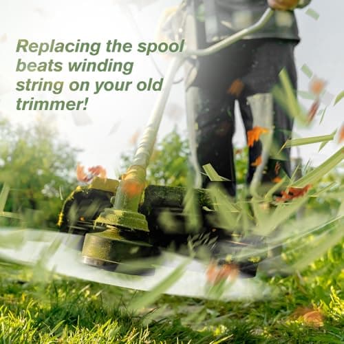 YWTESCH 8 Pack Weed Wacker String Fit for Greenworks String Trimmer, 0.065"-18Ft Dual String Trimmer Line Auto-Feed Weed Eater String Replacement Parts Spool(6-Pack) Cap Cover(2-Pack) - Thumbnail 6