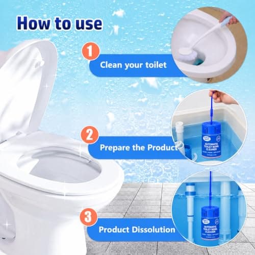 OceanBreezy Automatic Toilet Bowl Cleaner Bottles, 3 Pack In-Tank Toilet Cleaner for Stain Build-Up Prevention, Blue Long-Lasting Toilet Tank Cleaner, Septic Safe, Fresh Scent, Up to 3 Months Each - Thumbnail 5