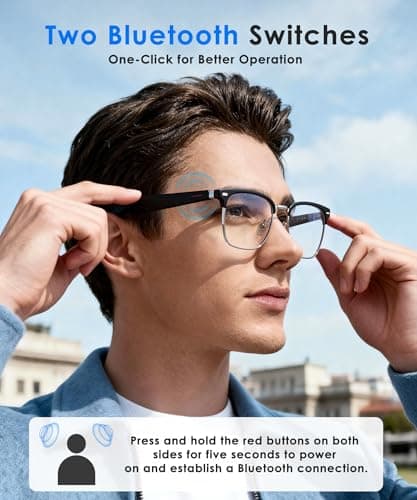 GLOSSIA AI Smart Glasses, Bluetooth Glasses for Men Women, Blue Light Smart Glasses, Hands-Free Calls, Music and Voice Control for Work/Study/Travel - Thumbnail 6