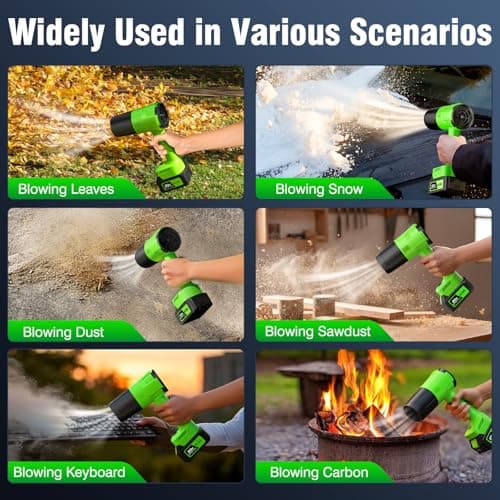 Leaf Blower Cordless, Handheld Leaf Blower with 2 X 4.0Ah Battery and Charger, 6 Speed Modes, Lightweight Blowers for Lawn Care, Patio, Yard, Dust,Blowing Leaves,Snow - Thumbnail 6
