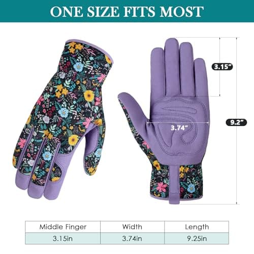 fauson Gardening Gloves for Women, Printed Touchscreen Garden Gloves with Grip, Thorn-Proof Puncture-Resistant Work Gloves - Thumbnail 2