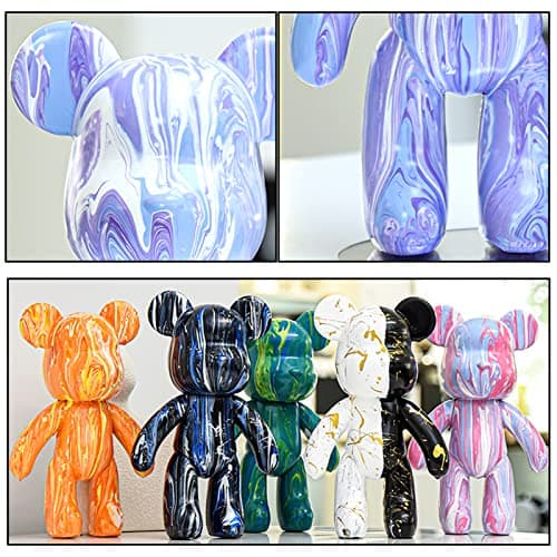 Coniuty DIY (Pink+White+Violet, 9 Inch) Fluid Bear + Bear Keychain Figure Paint Set for Creative Graffiti Art Multicolor Painting - Thumbnail 5