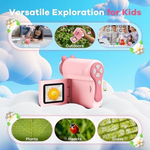 Hideal HP60 IPS Microscope for Kids: [Auto On & Off] [3-in-1] 2" Portable Handheld Microscope Miniscope, Pocket Mini Scope Educational Science Kit, Christmas Birthday Gifts for Kids, PC View, Pink - Thumbnail 5