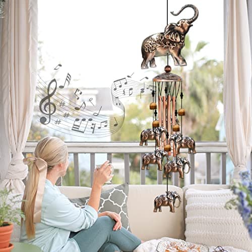 Wind Chimes for Outside,Elephant Gifts for Women, Elephants Decor,Birthday Gift for Mom Grandma, Windchimes Clearance Outdoor,Garden Patio Yard Decorations - Thumbnail 2
