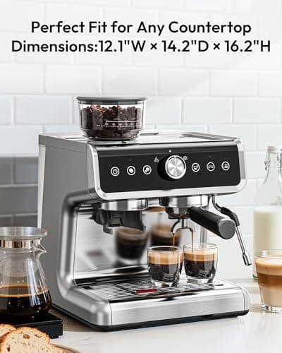 EUHOMY Espresso Machine with Grinder, 20 Bar Coffee Maker with Milk Frother Steam Wand, Professional Expresso Coffee Machines with Removable Water Tank, Latte & Cappuccino Machine for Home Barista - Thumbnail 6