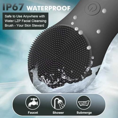 LZP Silicone Face Scrubber, Electric Facial Cleansing Brush with 6 Speeds Vibration Technology, Rechargeable & Waterproof Exfoliating Scrub Brush for Cleansing and Massaging, Men Women - Thumbnail 5