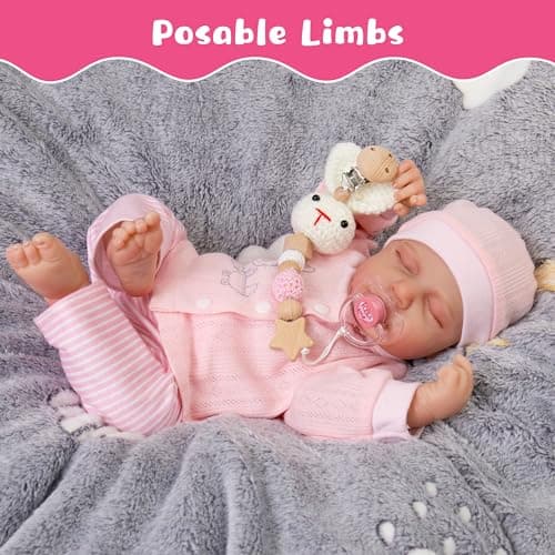 Milidool Lifelike Reborn Baby Dolls Girl-20-Inch Soft Body Realistic Silicone Baby Doll Newborn Baby Dolls American Sleeping Girl Real Life Dolls with Clothes and Toy Accessories Gift for Kids Age 3+ - Thumbnail 4