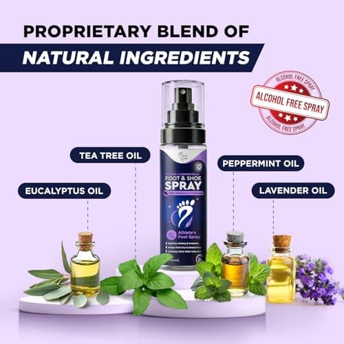 Foot Cure Shoe Deodorizer Spray - Tea Tree | Lavender Shoe Deodorizer for Smelly Feet, Athletes Foot Spray Odor Eliminator and Sweat Control | Removes, Controls & Prevents Odors - 120ml Made in USA - Thumbnail 3