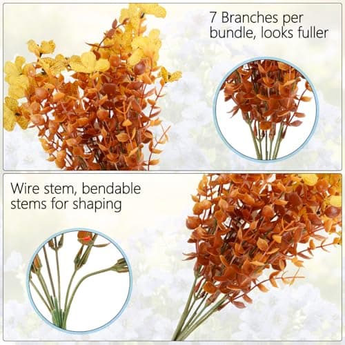 Enlightcode Artificial Fall Flowers for Outdoors, Artificial Mums of Fake Flowers for Outdoor Planters, No Fade Vibrant Artificial Flowers for Porch Patio Yard Decoration, 12 Bundles - Thumbnail 4