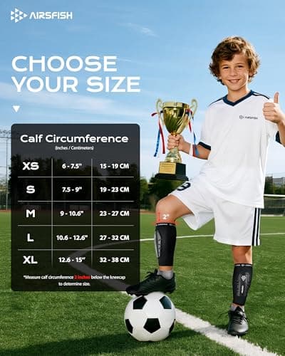 AirsFish Soccer Shin Guards Kids Youth, Ski Shin Protector for Boys Girls Men Women, Ski Shin Pads Defender, Lightweight Calf Protective Gear, Breathable Canilleras de Futbol para Niños - Thumbnail 4