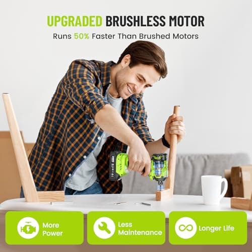 Robustrue Impact Driver: 21V 1/4" Hex Cordless Impact Driver, 230N.m (2,035in-lbs) Brushless Impact Driver Drill Set, 20Psc Screwdriver Bits, 2.0 Ah Battery, Variable Speed for DIY and Automotive - Thumbnail 2