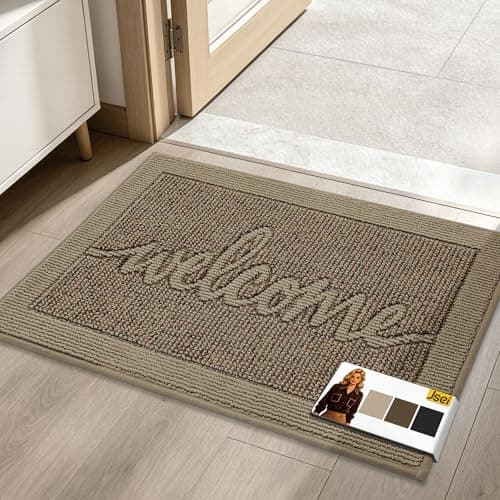 JSEI Door Mat 20"x 32",Absorbent Dirt Welcome Mat,Non-Slip Entryway Rugs Washable Indoor Entrance Mats,Low Profile Floor Mat for Entryway and Front Back Door,Beige - Image 1