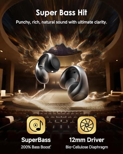 King Lucky Clip-On Earbuds,Comfort Air Cushion Open Ear Earbuds Wireless Bluetooth 5.4 Multipoint, Open Ear Headphones with Mic,Anti-Mistouch,45H Playtime,IP56 Waterproof for Sports,Small Ears&Sleep - Thumbnail 5