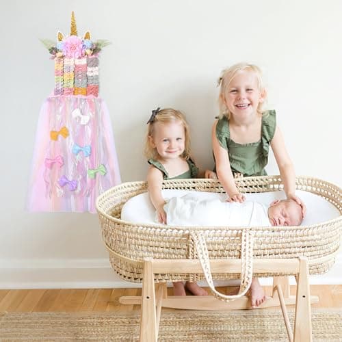 Unicorn Bow Holder for Girls Hair Bows, Baby Hair Clip Organizer Barrettes Claw Clips Storage Wall Hanging Display for Toddler Baby Girl Nursery Room Decor - Thumbnail 2