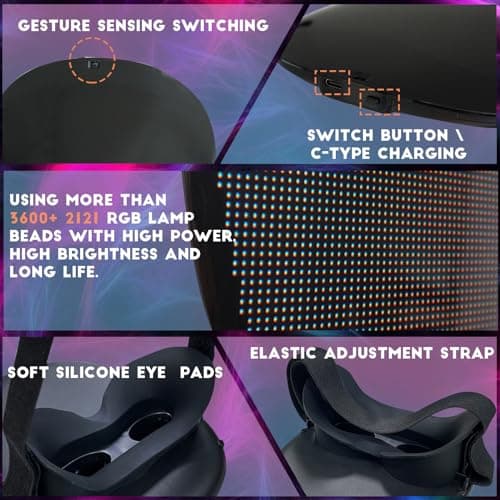 MOYACA Led Mask with Voice Recognition Gesture Sensing, Light up Mask with Programmable App Customize Patterns, Cool Toys Gifts for Halloween Christmas Costume Party - Thumbnail 4