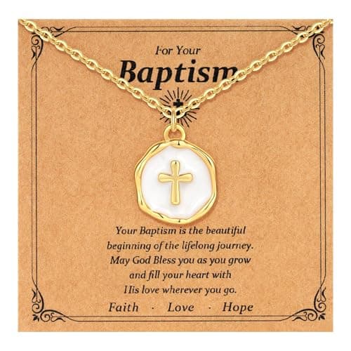 C-leen Baptism Gifts for Girl Women - 18K Gold Plated Cross Necklace Baptism Necklace Easter Gifts for Kids Teens - Image 1