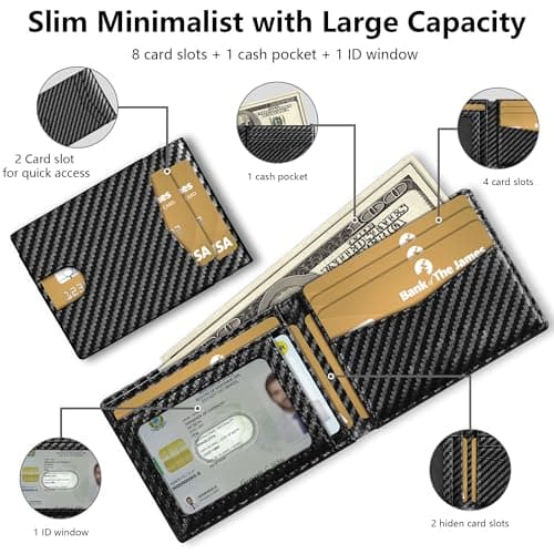 Auskang Smart Wallet for Men, Gift for Men, Works with Apple Find My, Minimalist Leather Wallet for Men, RFID Blocking, Credit Card Holder, Wallet with Smart Tracker, Wireless Charging (Grid Pattern) - Thumbnail 5