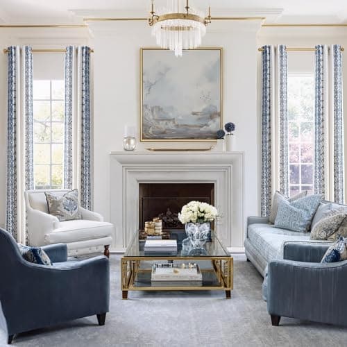 NICETOWN Navy Blue and Cream Boho Curtains 102" Long, Embroidered Linen Textured Floor to Ceiling Drapes with Antique Bronze Grommets, Light Filtering Window Treatment for Living Room, 2 Panels - Thumbnail 4