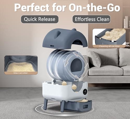 Automatic Self Cleaning Litter Box, MeowWhimsy Extra Large Automatic Cat Litter Box Self Cleaning Robot S7 for Cats, Smart Safety Sensors-App Control-Low Noise, Washable Tray,40 pcs Trash Bag - Thumbnail 6