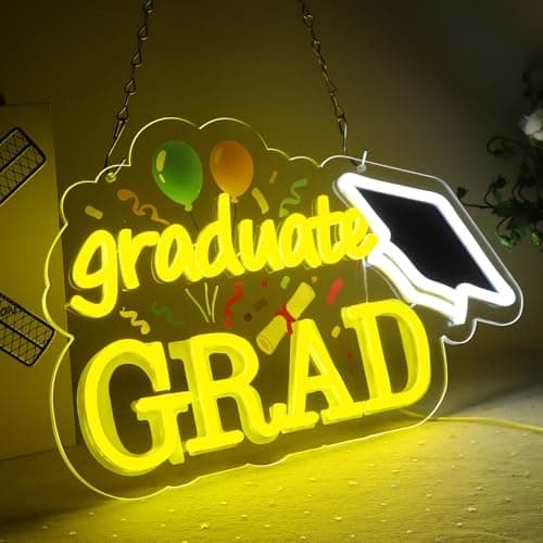 LED Neon Congrats Grad Signs Dimmable Graduation Party Decoration for Prom Party, Class of 2026 Celebrations, Graduation Gift for Boys Girls-15.8x9.6 IN-USB Powered-Acrylic - Thumbnail 6