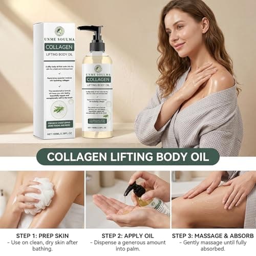 UNME SOULMA Collagen Oil, Collagen Lifting Body Oil, Firming Oil for Skin Tightening & After Shower Moisturizing, 3.38 Fl Oz - Thumbnail 3