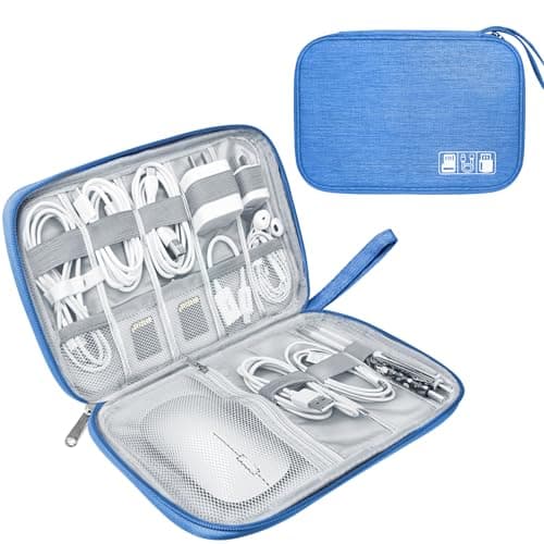 Lcsmaokin Electronics Travel Organizer,Portable Waterproof Electronic Travel Storage Bag for Small Charging Cord Storage,Charger,Small Electronics,SD Card etc,for Travel,Business -Sky Blue