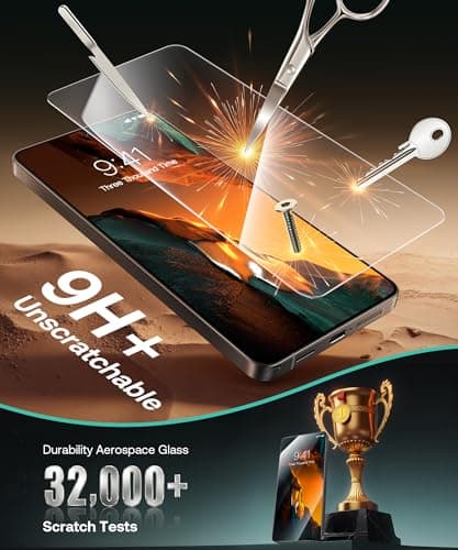 GolbinBox 9H+ for Samsung Galaxy S26 Ultra Screen Protector [12FT Military-Grade] Aerospace Glass Anti-Blue Light Full Coverage Fingerprint Unlock Touch Sensitivity Case Friendly Bubble-Free 2 Pack - Thumbnail 3