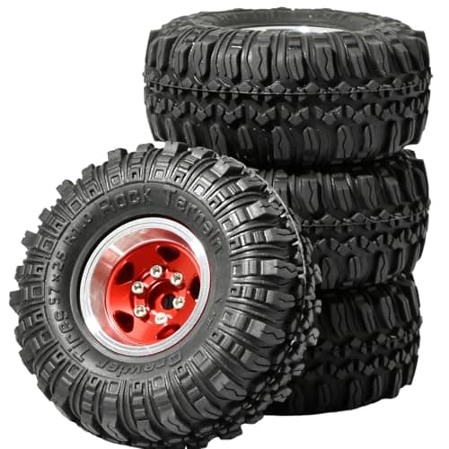 RcThjia 1.0 Beadlock Wheel Soft Tire Set RC Upgrade Part for Traxxas 1/18 TRX4M 1/24 RC Crawlers car Axial SCX24 FMS FCX24 Gladiator Bronco C10 JLU Deadbolt B17 Upgrade.(4Pcs/Set) - Thumbnail 6