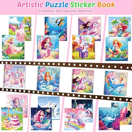 4Pcs Paint by Number Sticker Book for Kids Ages 4-8 | Travel Sticker Activity Books with Stories for Girls | Screen-Free Airplane & Car Toy, Educational Puzzle Easter Craft Gift for Toddlers 3-12 - Thumbnail 2