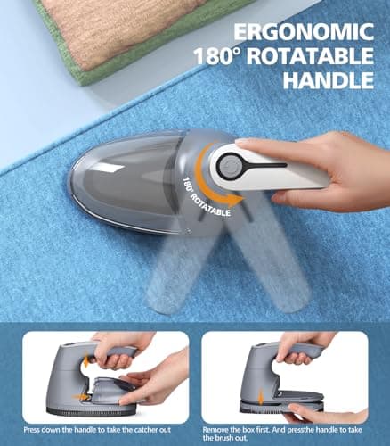 POPCHOSE Fabric Shaver for Clothing, Electric Lint Remover Sweater Shaver to Remove Pilling, Depiller for Clothes, Furniture, Couch, Fuzz with 6-Leaf Blades Extra, Electrostatic Brush - Thumbnail 3