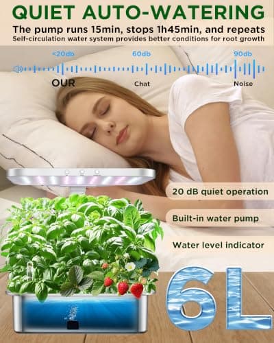 Stainless Steel Hydroponics Growing System Kits, Controlled Smart Indoor Garden with LED Grow Light Full Spectrum, 15 Pods Plant Germination Kit, with Quiet Pump,for Vegetables Herbs,Gardening Gifts - Thumbnail 2